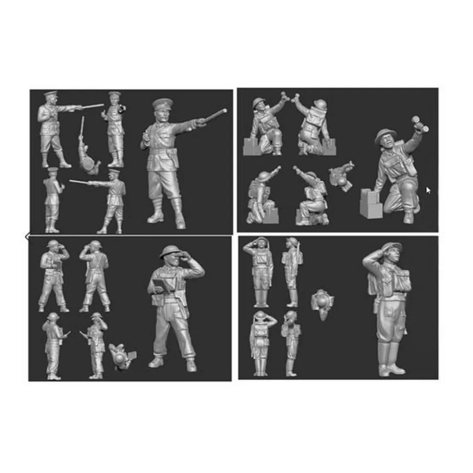 4 figurines : Commandement Britannique 2ème guerre mondiale - Zvezda