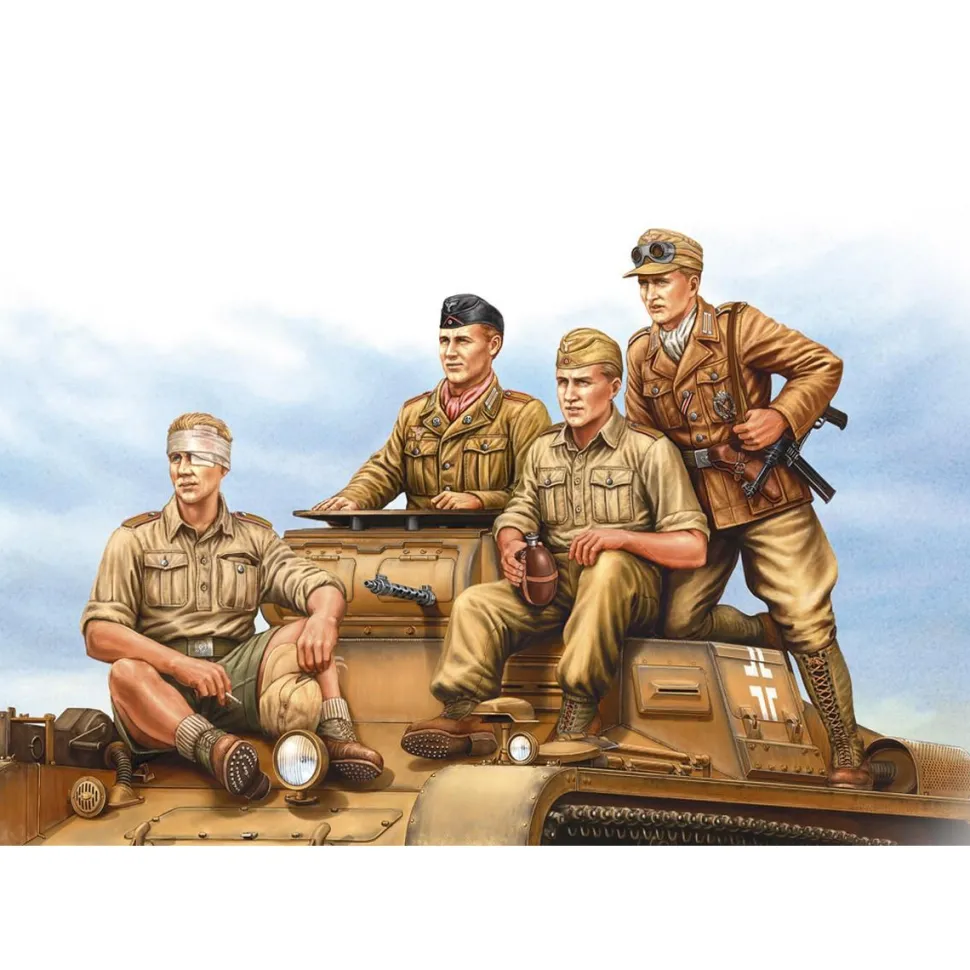 4 figurines de l'armée allemande : German Tropical Panzer Crew - Hobby Boss