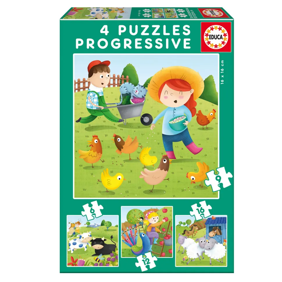 4 Puzzles progressifs : animaux de la ferme - Educa