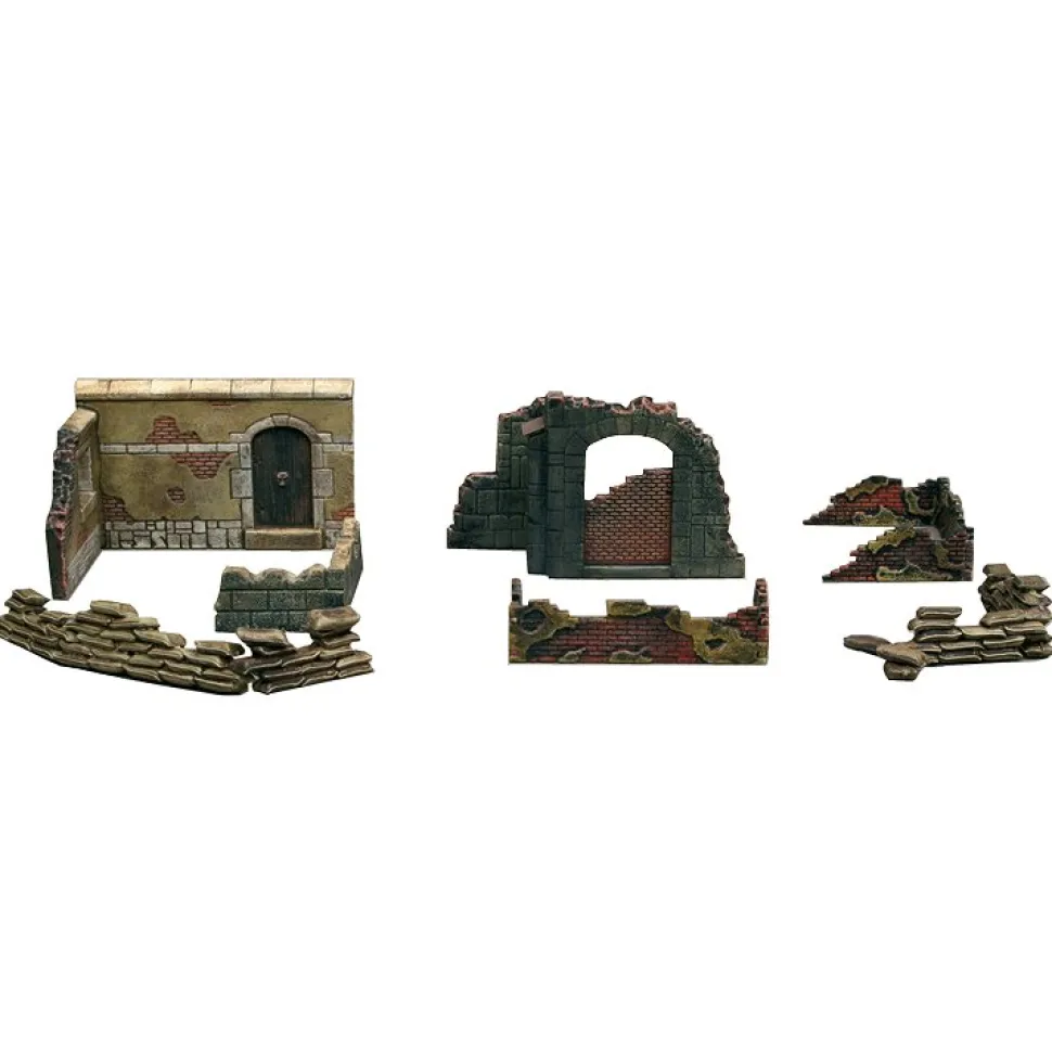 Accessoires de décor de guerre 1/72 : Murs et ruines : Set 2 - Italeri
