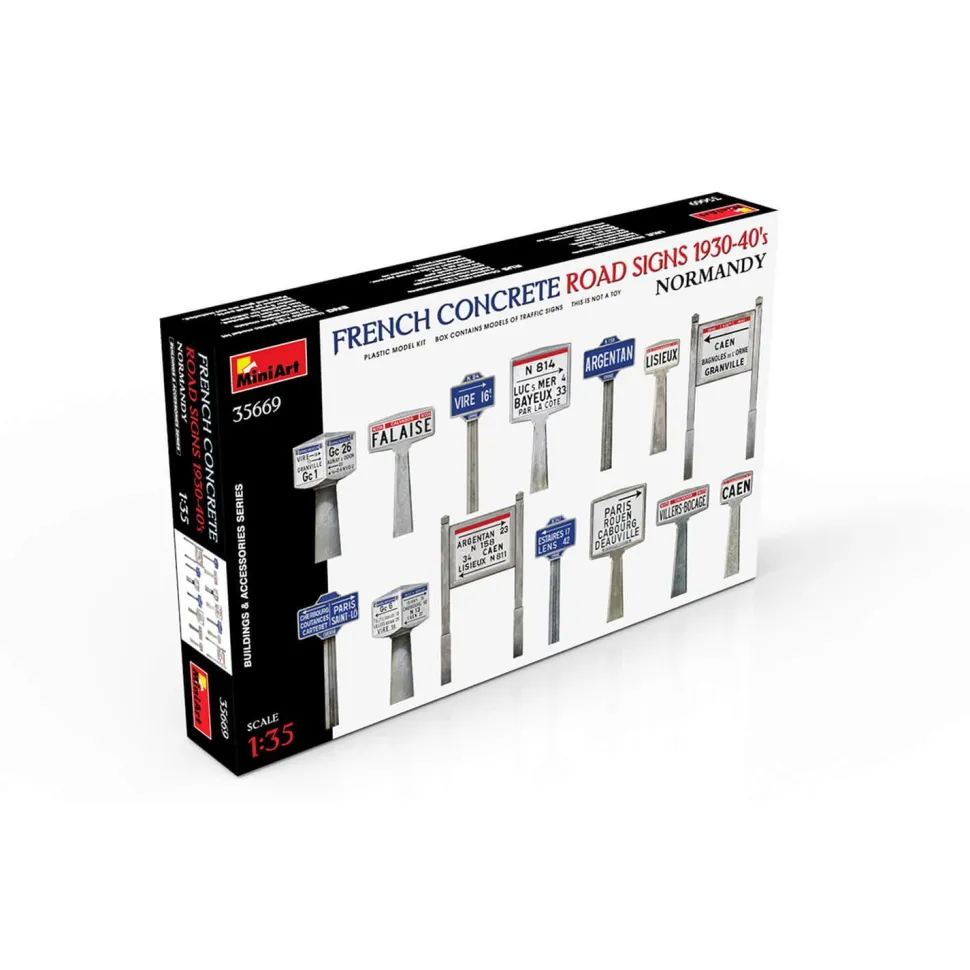 Accessoires pour diorama : Panneaux routiers français en béton des années 1930-40,Normandie - Mini Art