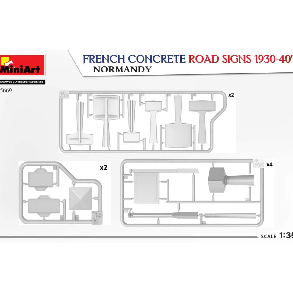 Accessoires pour diorama : Panneaux routiers français en béton des années 1930-40,Normandie - Mini Art