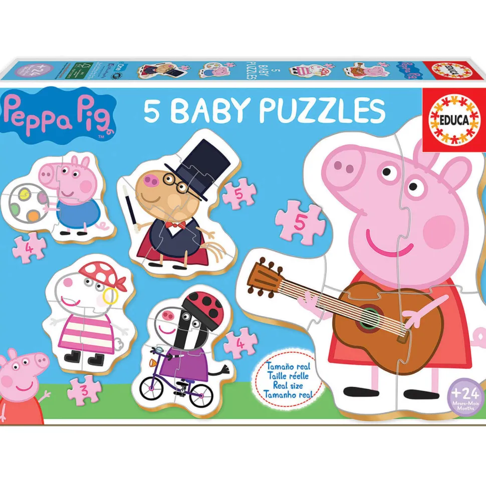Baby puzzle : 5 puzzles de 3 à 5 pièces : Peppa Pig - Educa