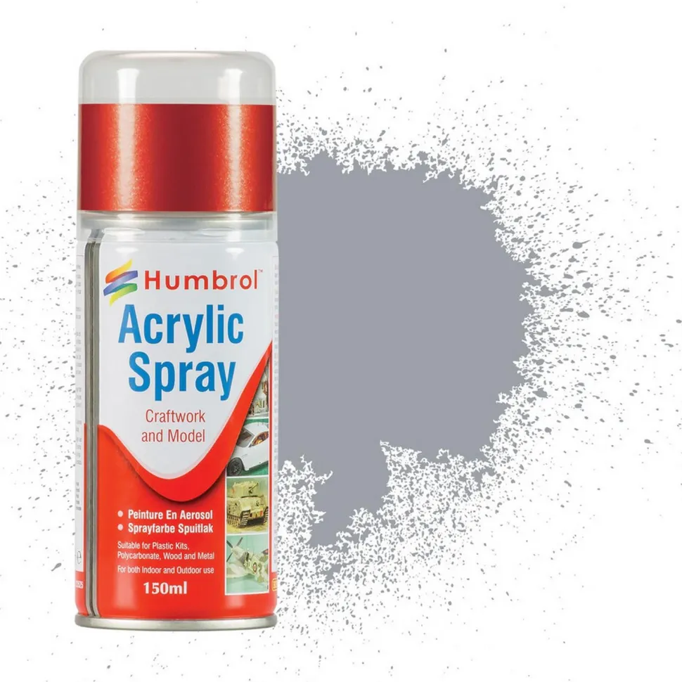 Bombe acrylique 150 ml : 165 - Gris Mer Moyen Satin - Humbrol