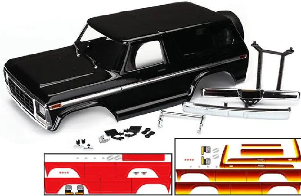 Carrosserie noire Ford Bronco complète avec autocollants Traxxas - Traxxas