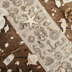 Chemin de table Marin en Lin Trésors perdus 5m - RueDeLaFete