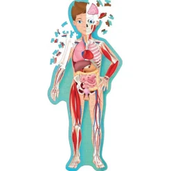 Coffret livre et puzzle géant 200 pièces : Voyage, découvre, explore : Le corps humain - Sassi