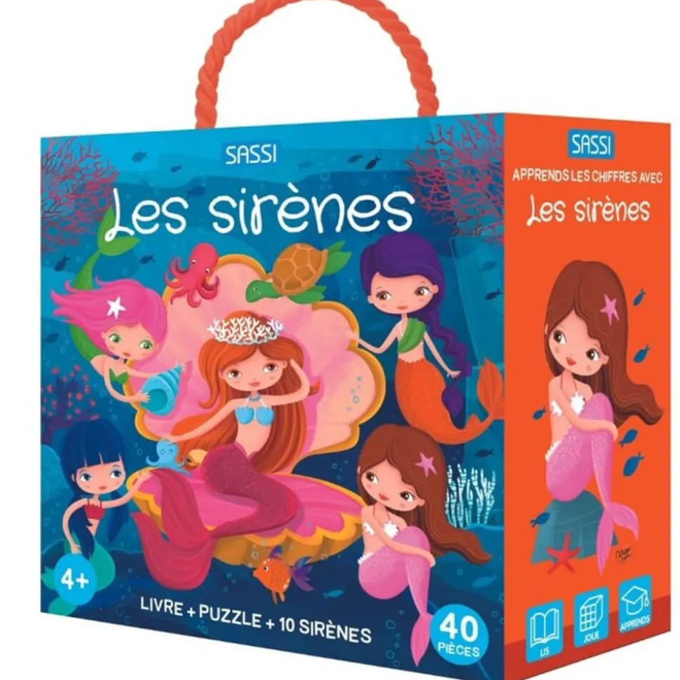 Coffret livre, puzzle 40 pièces et sirènes : Les sirènes - Sassi