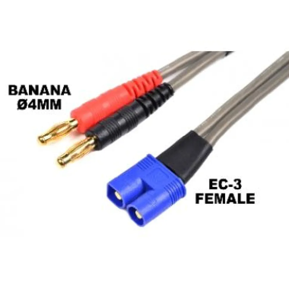 Cordon de chargePro Banana 4mm - EC-3 Female - 40 cm - Cable Plat Silicone 14AWG (1.62mm diam - 2.08 - Gforce