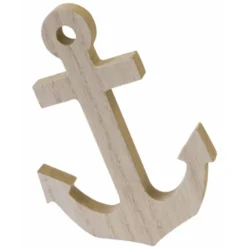 Déco Ancre Marine en bois 12cm, Naturel - RueDeLaFete
