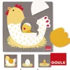 Encastrement 7 pièces en bois : Puzzle 3 niveaux poule - Goula