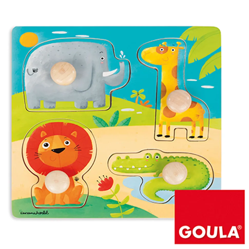 Encastrement 4 pièces en bois : Animaux Sauvages - Goula