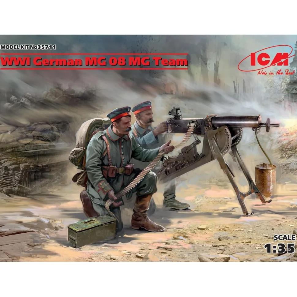 Figurines : 2 figurines allemande et MG08 WWI - ICM