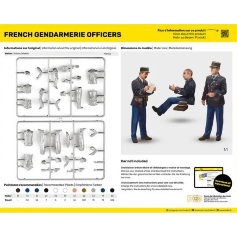 Figurines : Officiers de la gendarmerie française en 1:24 - Heller