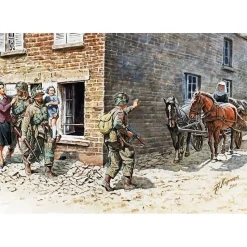 Figurines 2ème Guerre Mondiale : Sauver les civils : Parachutistes US et civils français : Normandie - Master Box