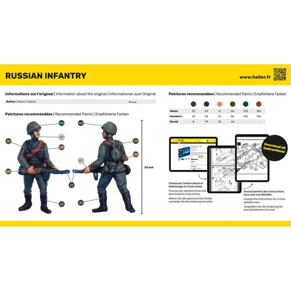 Figurines 2ème Guerre Mondiale : Infanterie russe - Heller
