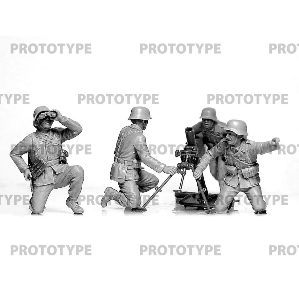 Figurines militaires : Mortier allemand GrW 34 avec équipage Seconde Guerre Mondiale - ICM