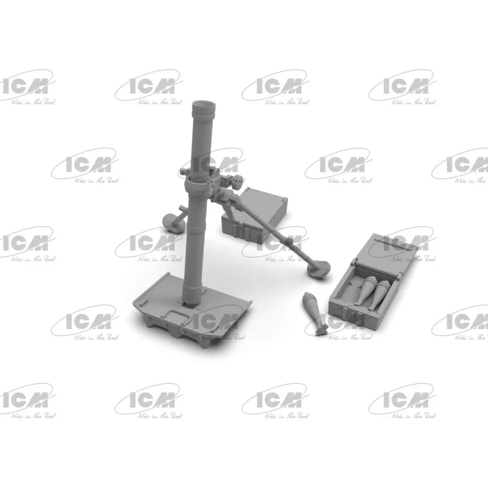 Figurines militaires : Mortier allemand GrW 34 avec équipage Seconde Guerre Mondiale - ICM