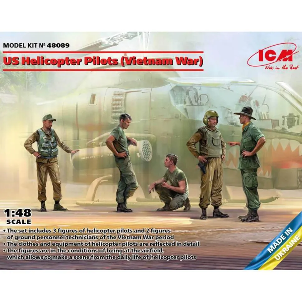 Figurines militaires : Pilotes d'hélicoptères américains (Guerre du Vietnam) - ICM