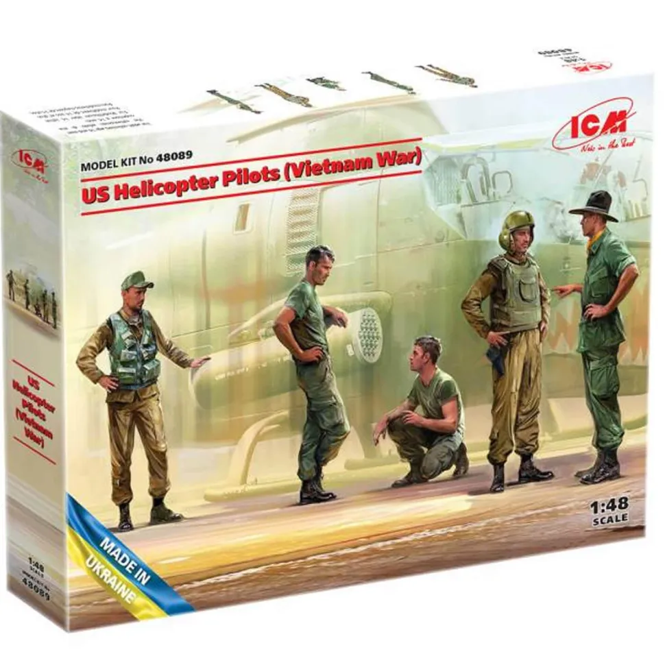 Figurines militaires : Pilotes d'hélicoptères américains (Guerre du Vietnam) - ICM