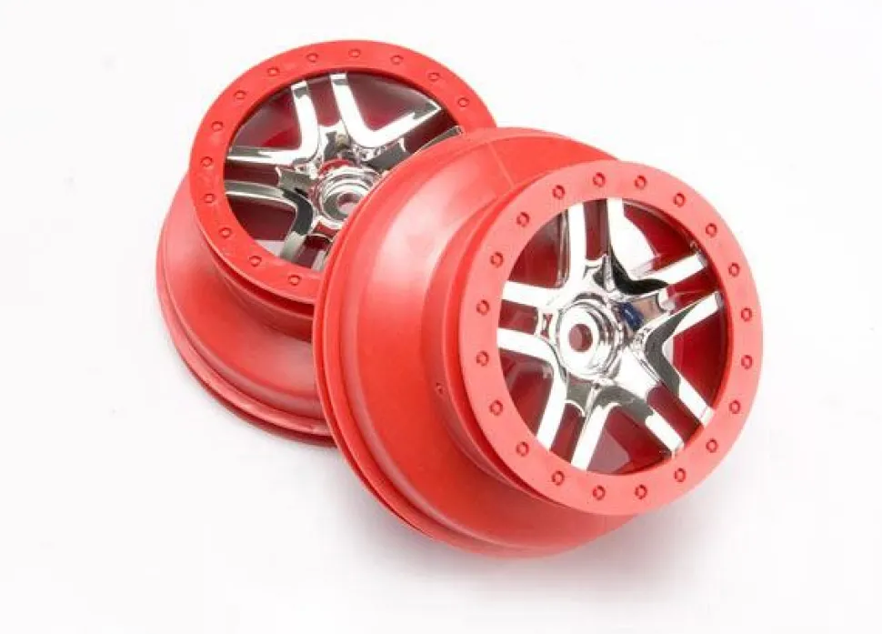 Jantes Avant Sct Chromees Satin Rouge 2.2 Exter / 3.0 Inter -4X2 - Traxxas