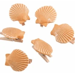Lot de 6 COQUILLAGES résine sur Pince 3cm - RueDeLaFete