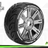 Louise RC - MFT - GT-TARMAC - Set de pneus Buggy 1-8 - Monter - Super Soft - Jantes a Batons Chrome- - Louise RC Tyres