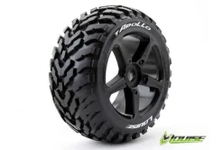 Louise RC - T-APOLLO - Pneus 1-8e Truggy - Soft - Jantes à batons Noirs - 0-Offset - Hex 17mm - 1 Pa - Louise RC Tyres