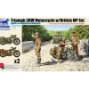 Maquette 2 motos : triumph 3HW + 3 figurines britanniques MP - Bronco Models