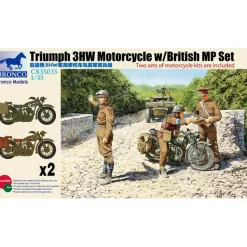 Maquette 2 motos : triumph 3HW + 3 figurines britanniques MP - Bronco Models
