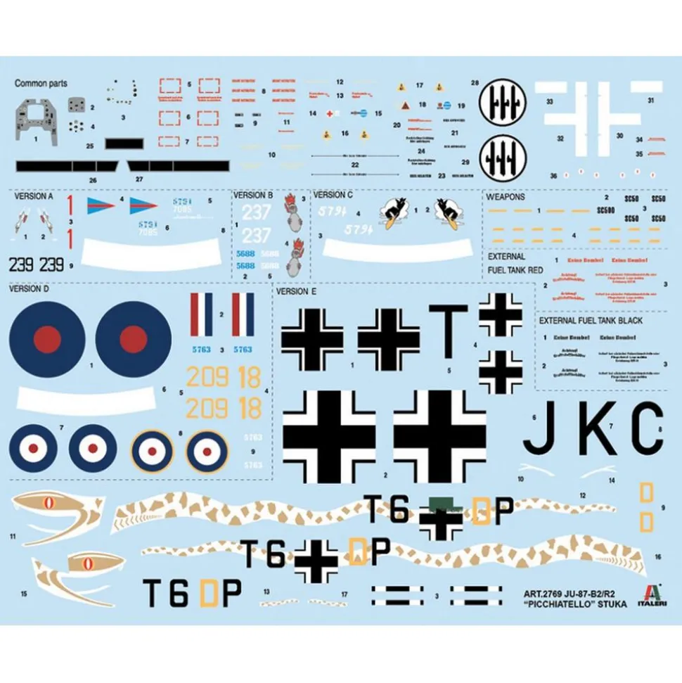 Maquette avion : Ju87B-2/R2 Stuka Picch - Italeri