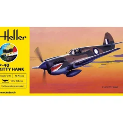 Maquette Avion : STARTER KIT - P-40 Kitty Hawk - Heller