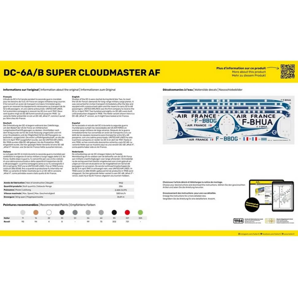 Maquette avion : STARTER KIT - DC6 Super Cloudmas - Heller
