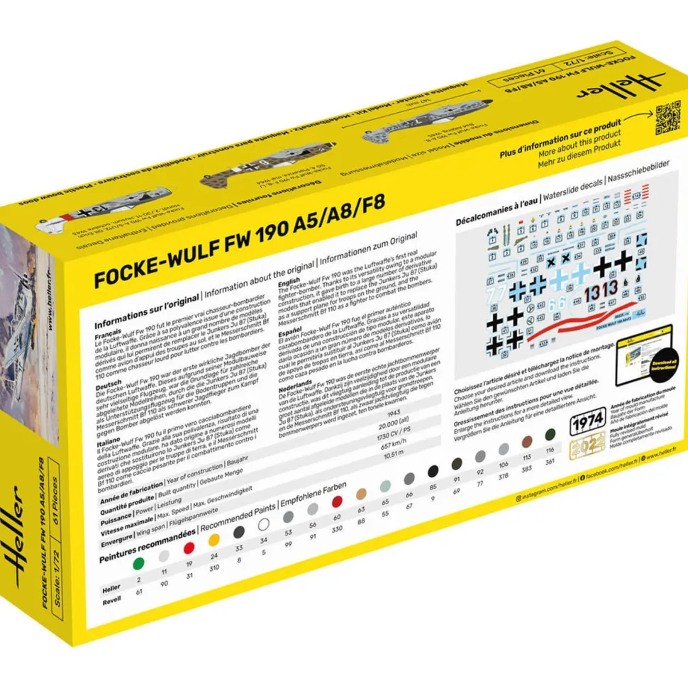 Maquette avion : Starter Kit : Focke-Wulf FW 190 A5/A8/F8 - Heller