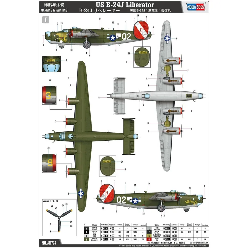 Maquette avion : US B-24J Liberator - Hobby Boss