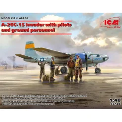 Maquette avion et figurines : A-26C-15 Invader avec pilotes et personnel au sol - ICM