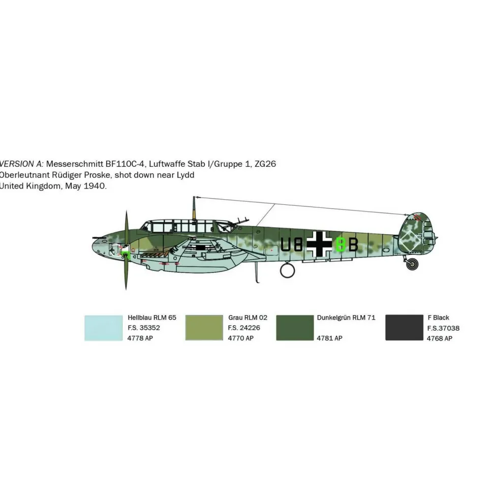 Maquette Avion Militaire : Messerschmitt Bf110C-3/C-4 - Italeri
