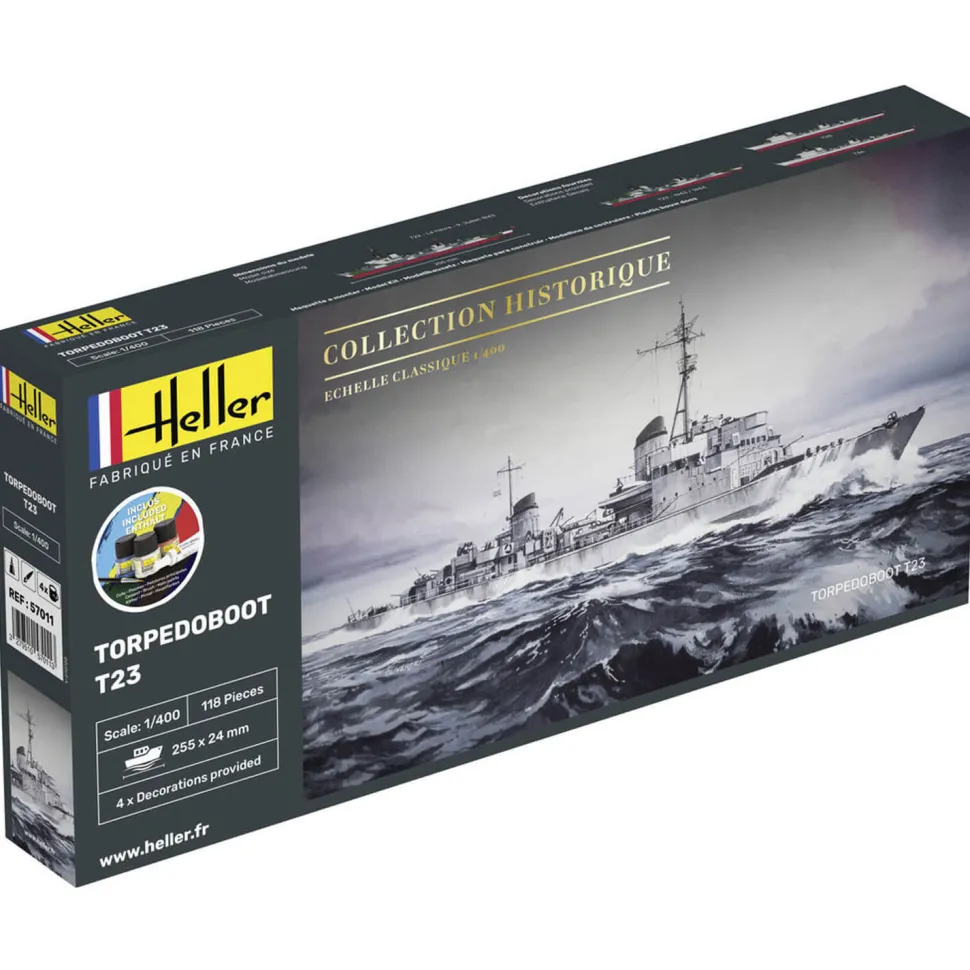 Maquette bateau : Collection historique : Starter Kit : Torpedoboot T23 - Heller