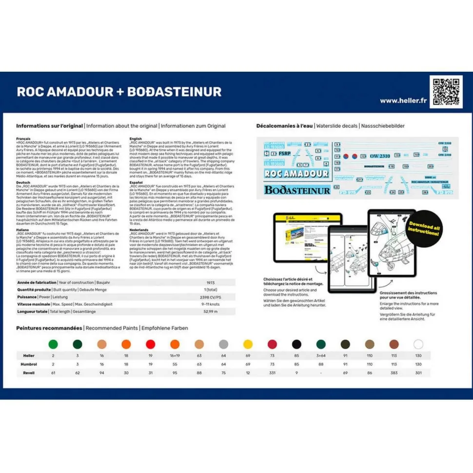 Maquette bateau : Starter kit : Roc amadour + Bodasteinur Twinset - Heller