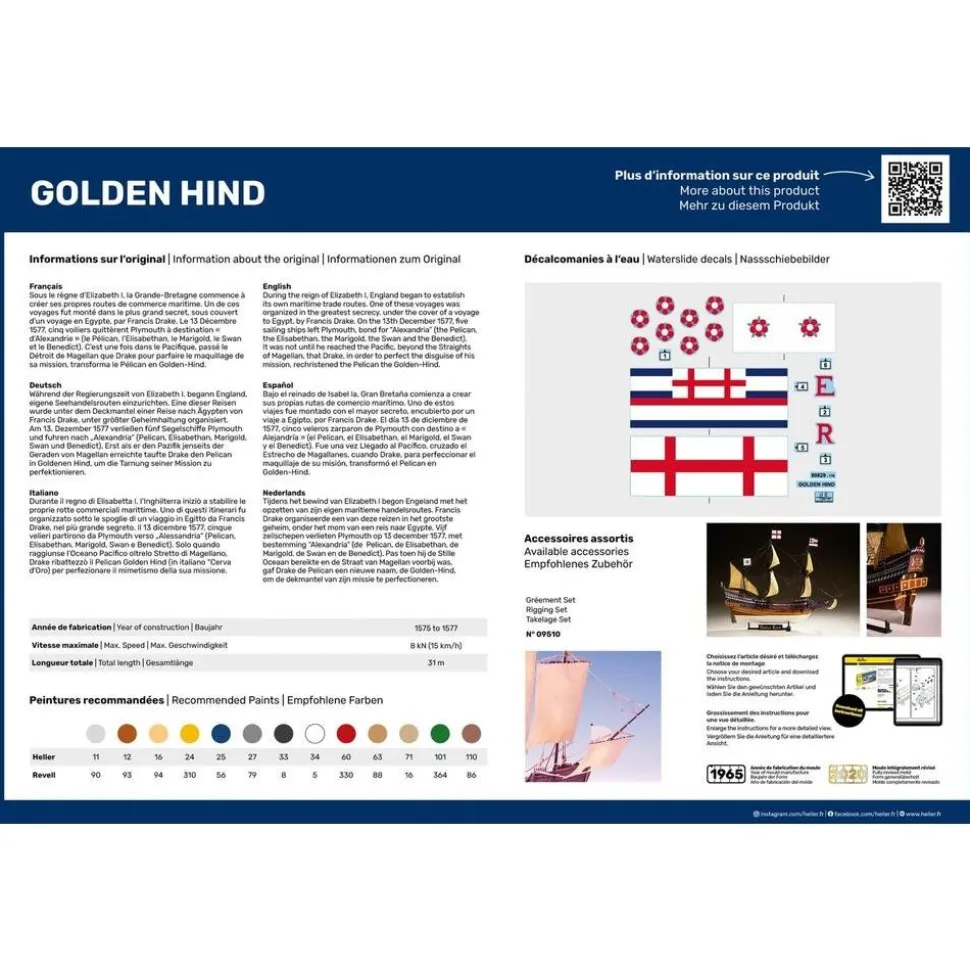 Maquette bateau : Golden Hind - Heller