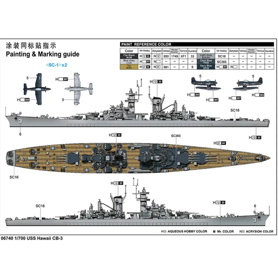 Maquette bateau militaire : USS Hawaii CB-3 - Trumpeter