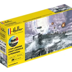 Maquette bateau militaire: Starter Kit: LCVP Landungsboot + figurines - Heller