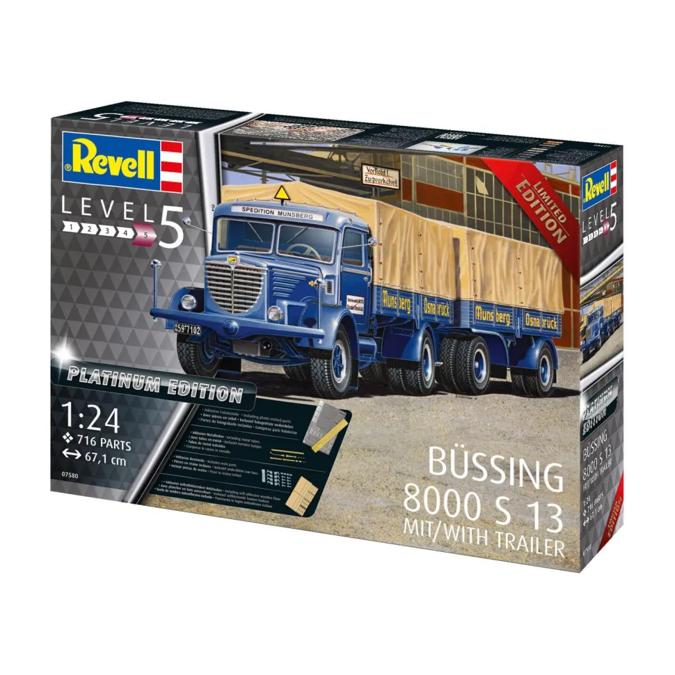Maquette camion : Büssing 8000 S 13 mit Trailer Platinum Edition - Revell