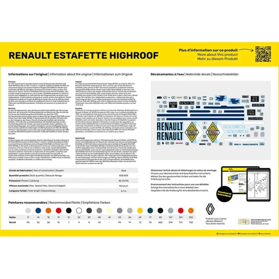 Maquette camion : Estafette High Roof - Heller