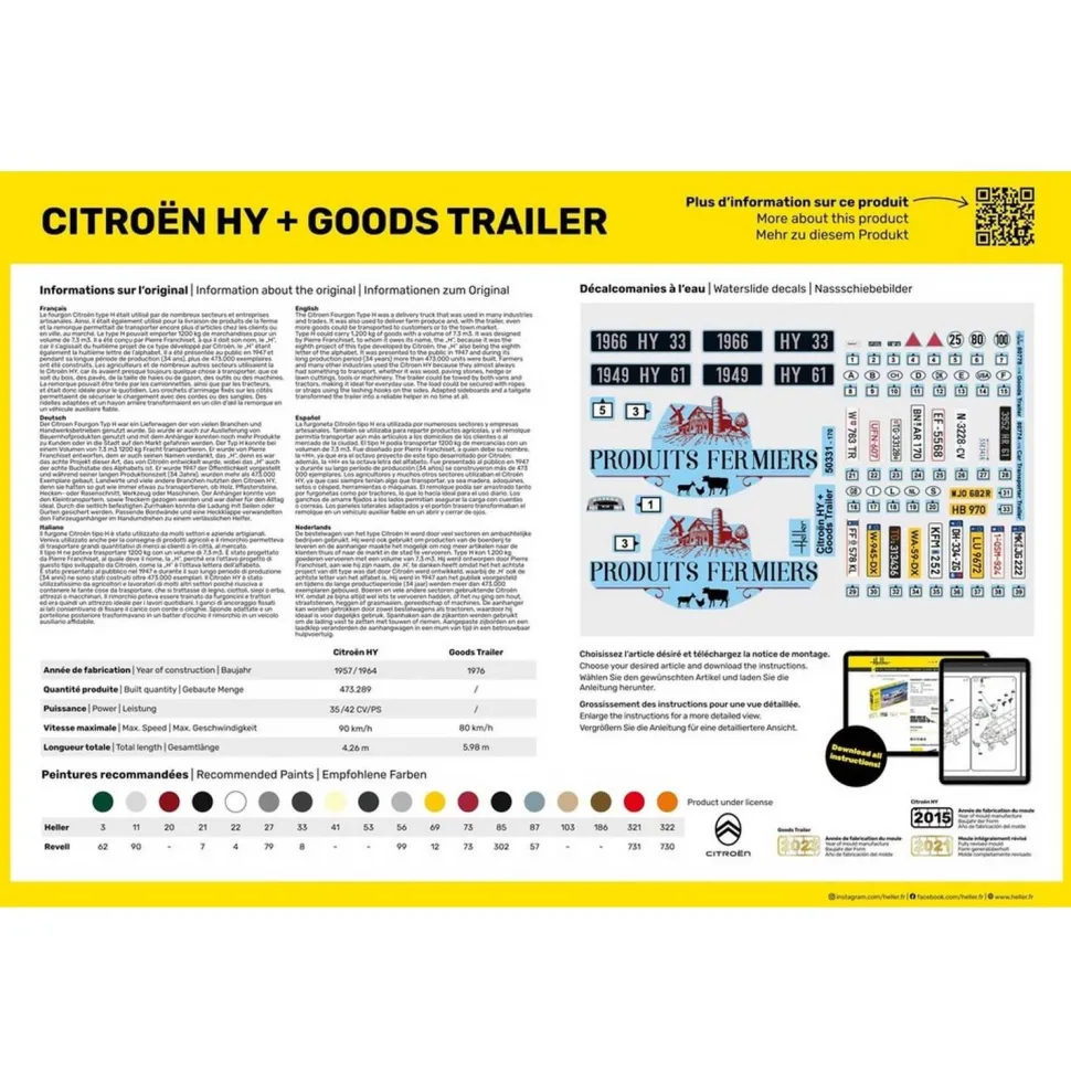 Maquette camionnette et remorque : Citroen HY + Goods Trailer - Heller
