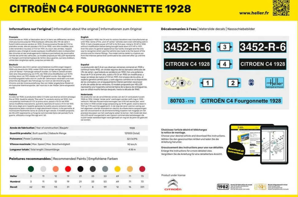 Maquette de voiture : Starter kit : Citroën C4 Fourgon - Heller