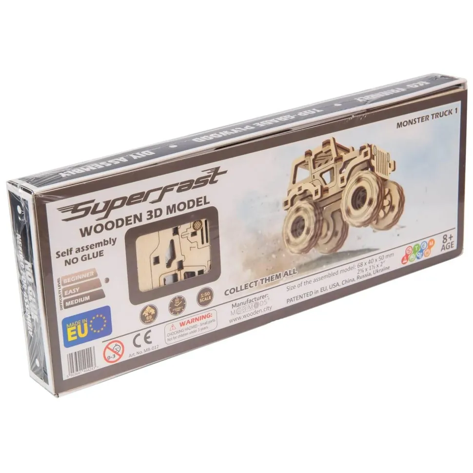 Maquette en bois : monster truck 1 : Jeep CJ-5 - Wooden City