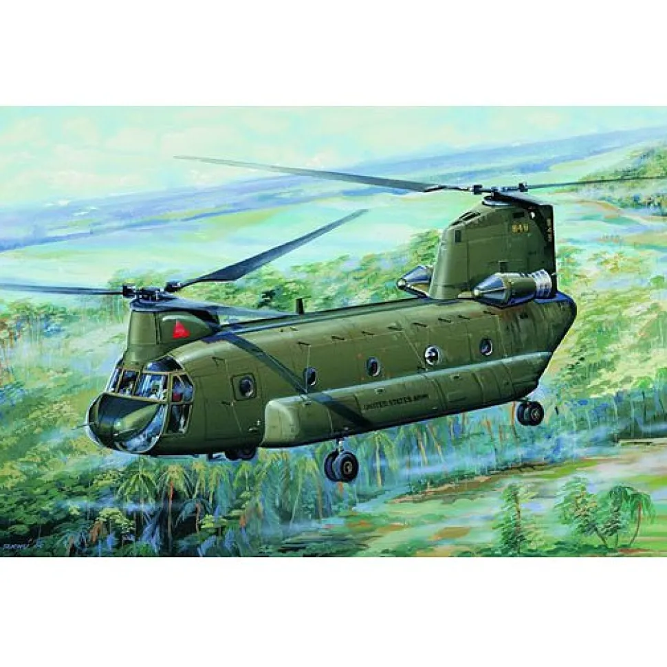Maquette hélicoptère de transport militaire US : CH-47A Chinook - Trumpeter