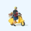 Maquette Moto : Postière sur scooter - Preiser