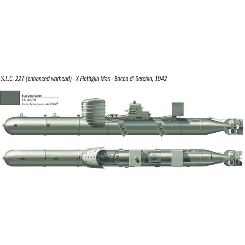 Maquette sous-marin : S.L.C. 200 Maiale avec équipage - Italeri